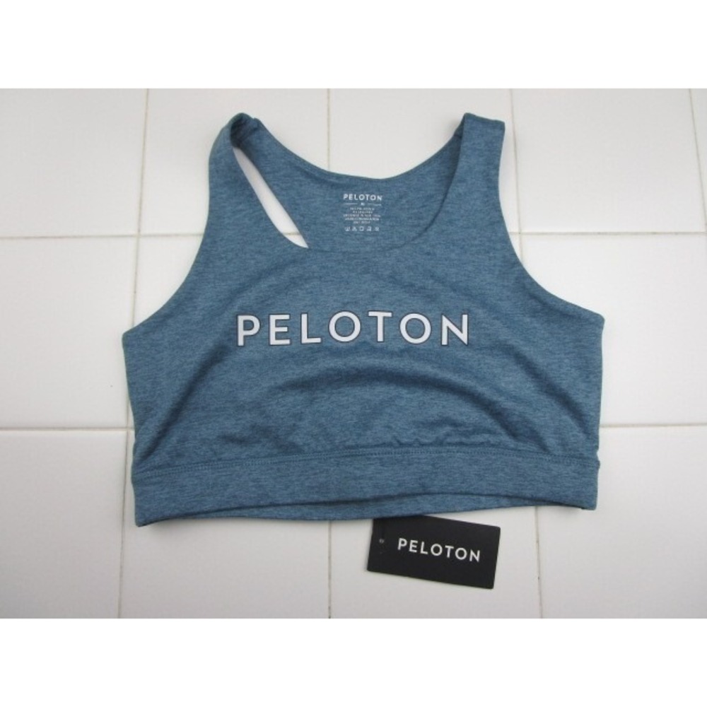Peloton FA121 Sports Bra Heathered Teal Strappy Back Blue Women's Medium